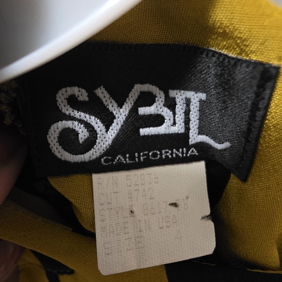 SYBL California Vintage Mustard & Black Animal Print Dress Pleated Made In USA - Picture 4 of 5